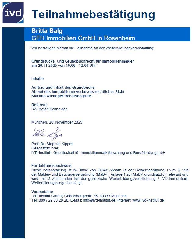 Zertifikat  Grundstücks- und Grundbuchrecht 