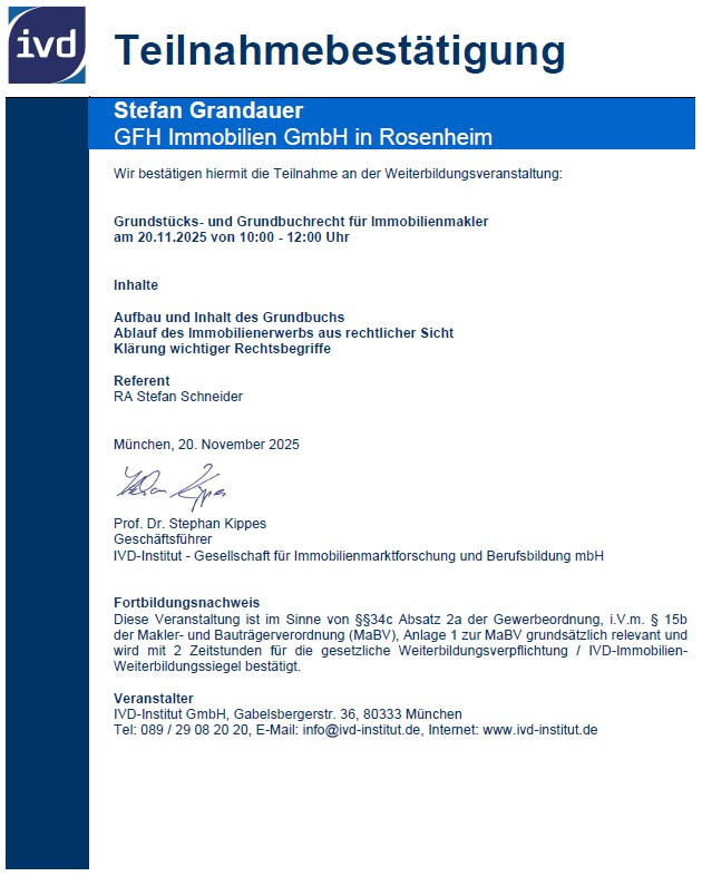 Zertifikat Grundstücks- und Grundbuchrecht